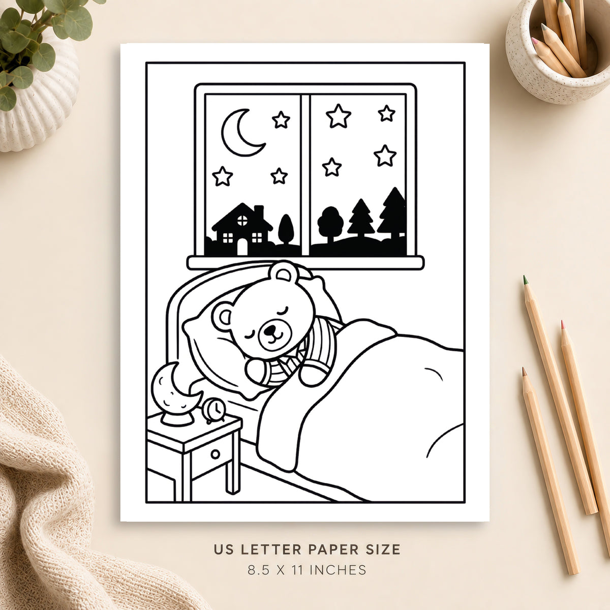Cozy Night Time Coloring Page 2