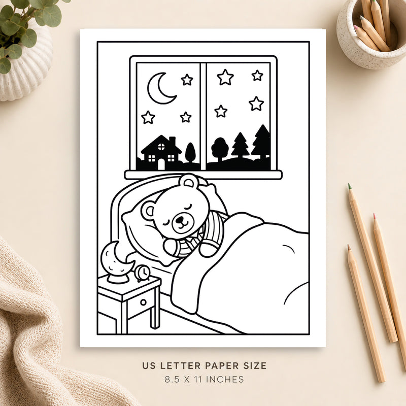 Cozy Night Time Coloring Page 2