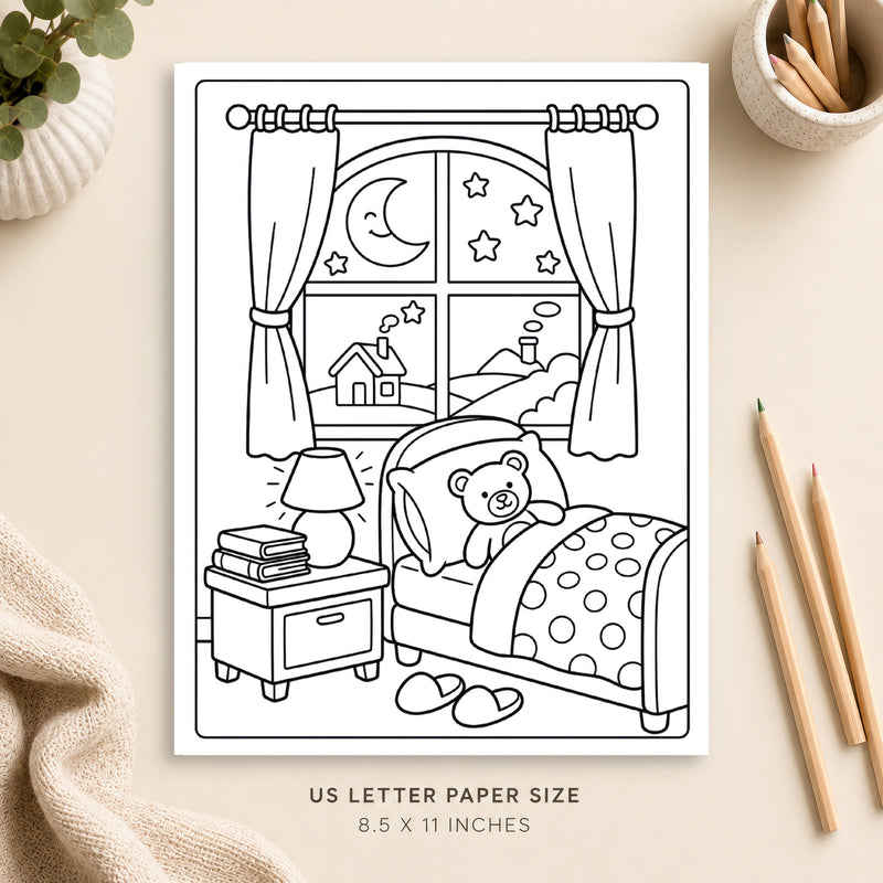 Cozy Night Time Coloring Page 4