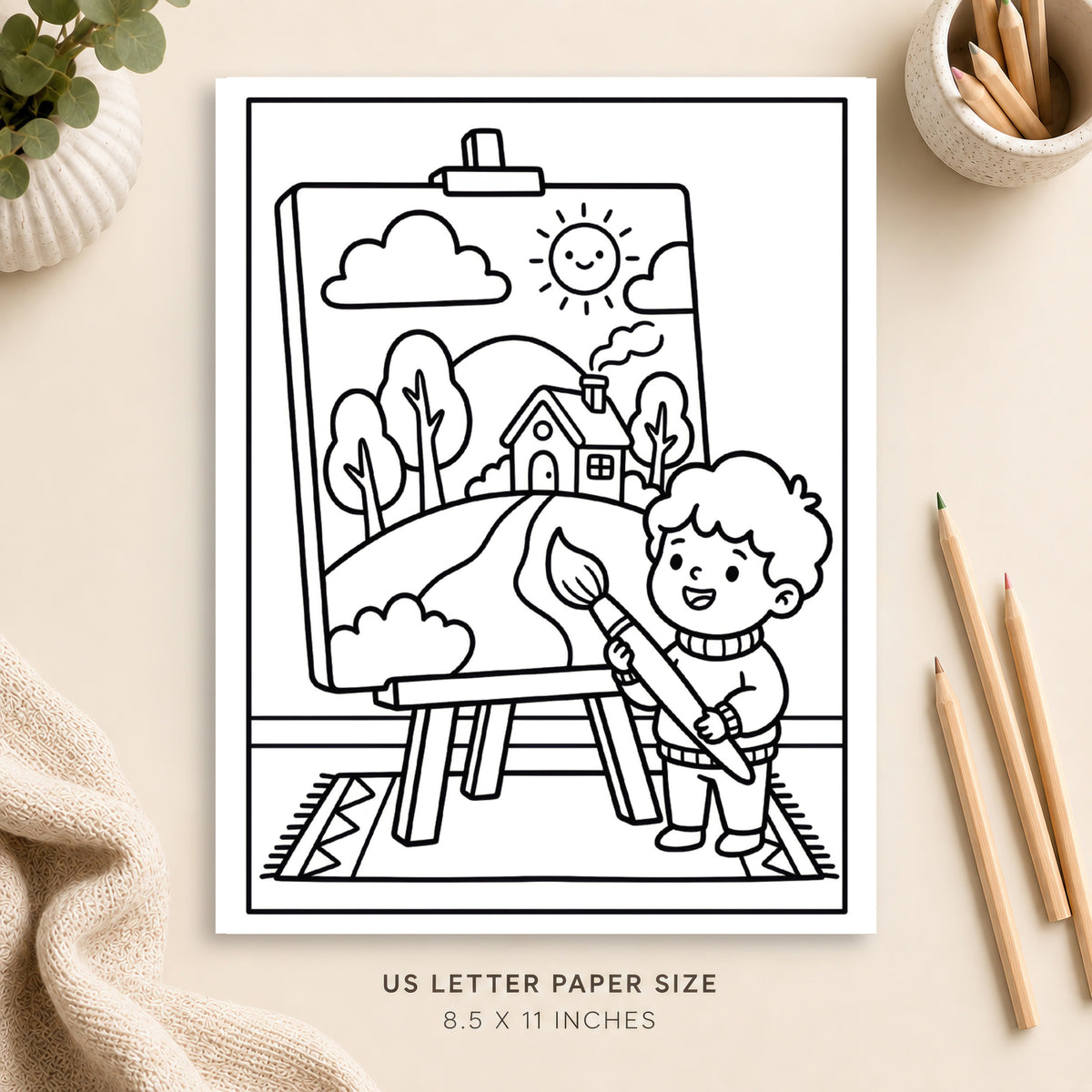 Cozy Painting Coloring Page 1