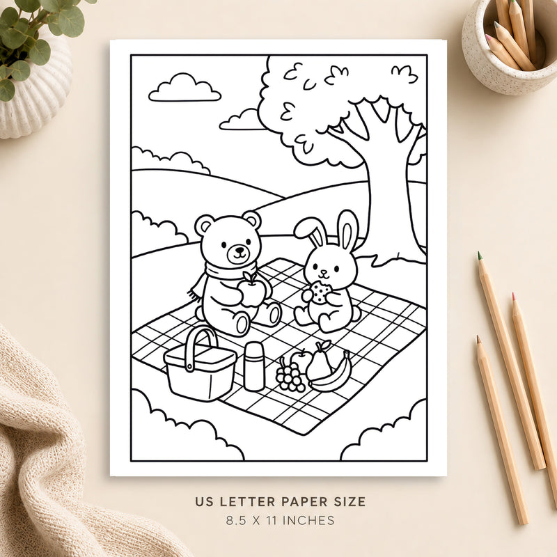 Cozy Picnic Coloring Page 2