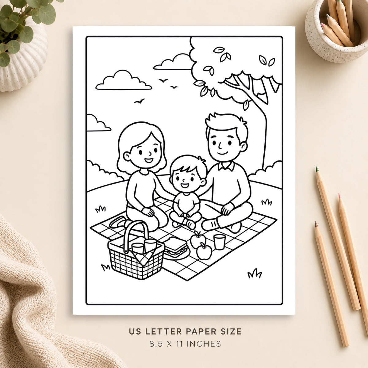 Cozy Picnic Coloring Page 3