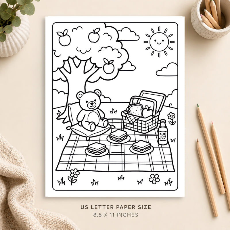 Cozy Picnic Coloring Page 4
