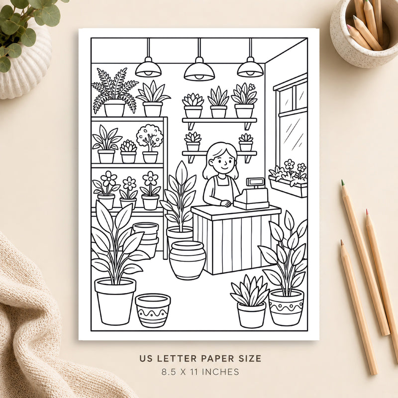 Cozy Plant Shop Coloring Page 2