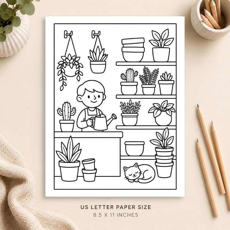 Cozy Plant Shop Coloring Page 5
