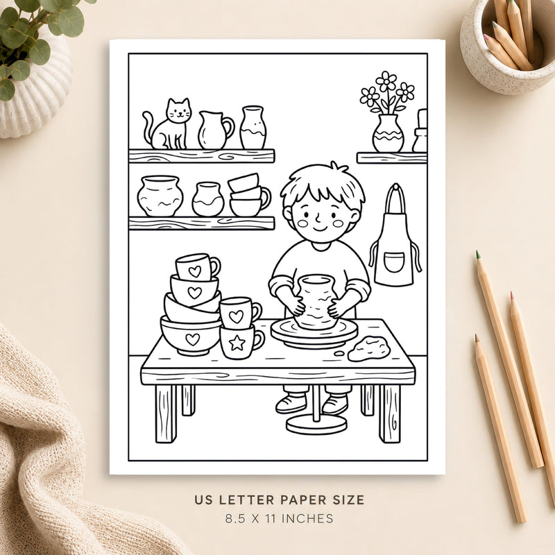 Cozy Pottery Coloring Page 1