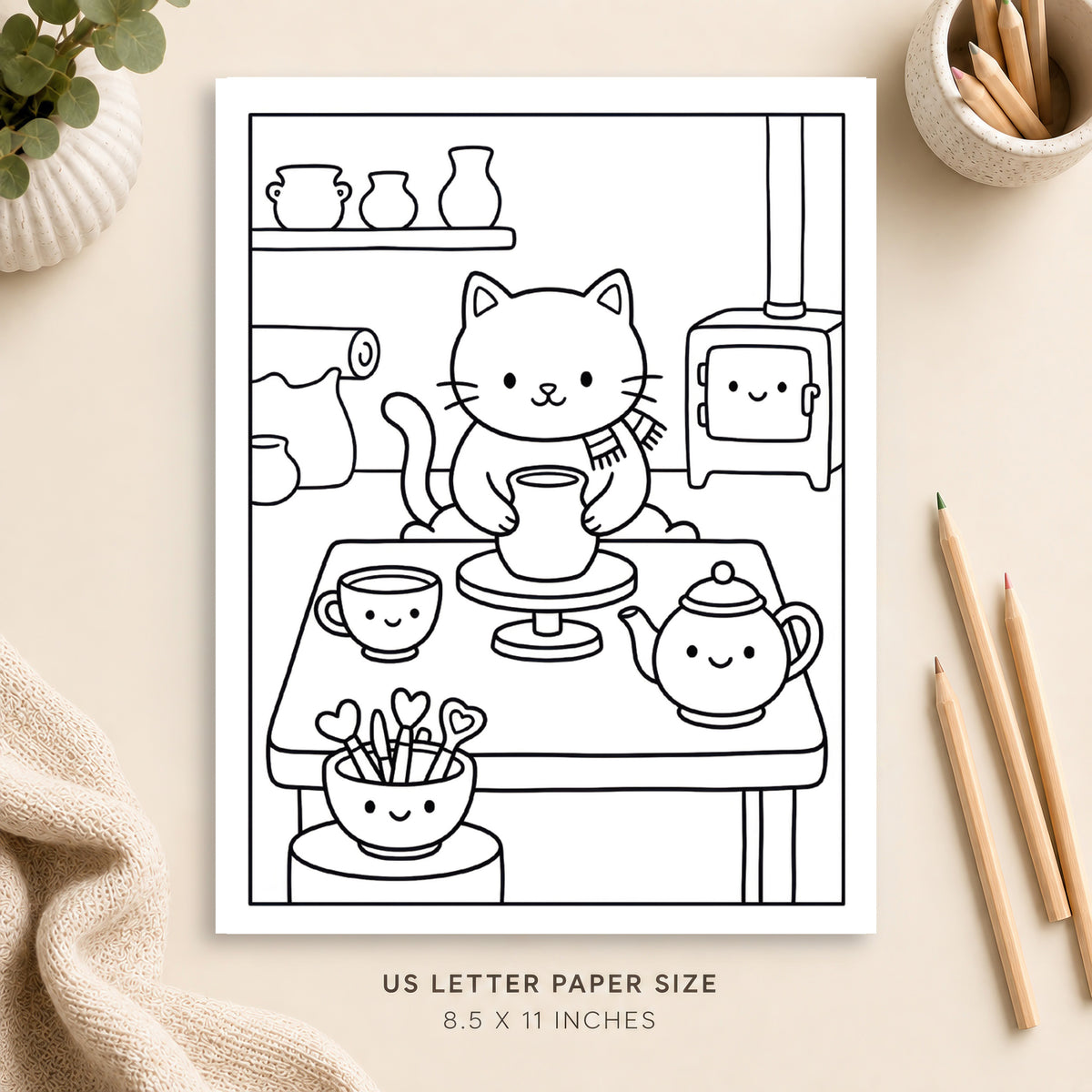 Cozy Pottery Coloring Page 3