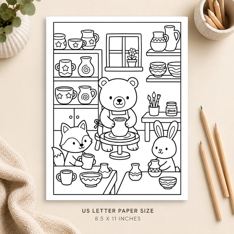 Cozy Pottery Coloring Page 5