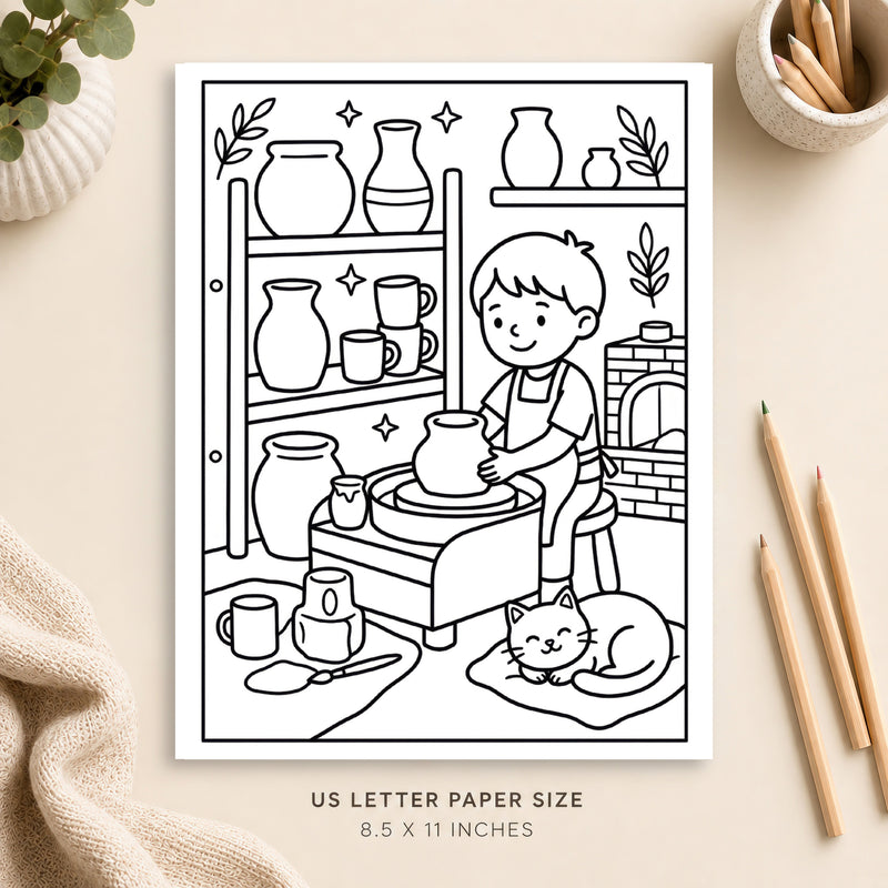 Cozy Pottery Coloring Page 7