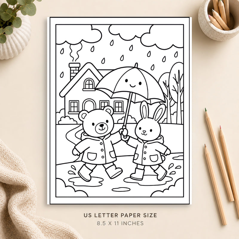 Cozy Rainy Day Coloring Page 4