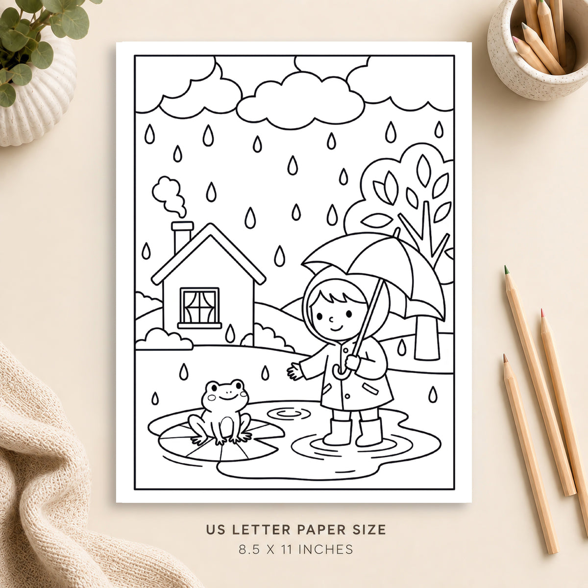 Cozy Rainy Day Coloring Page 6