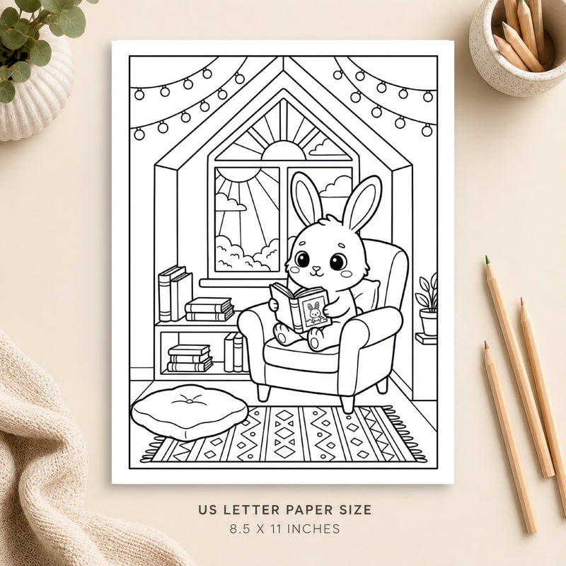 Cozy Reading Nook Coloring Page 5