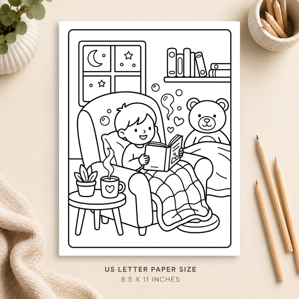 Cozy Self Care Coloring Page 3