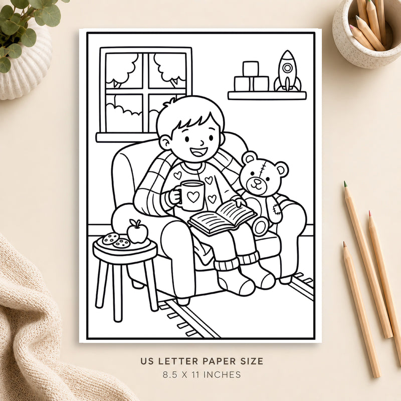 Cozy Self Care Coloring Page 4
