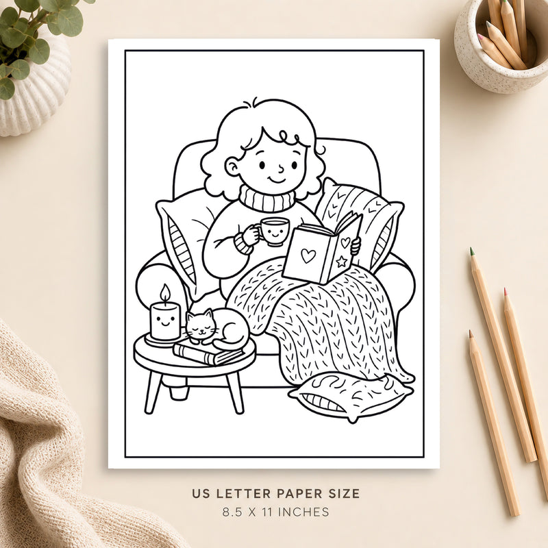 Cozy Self Care Coloring Page 5