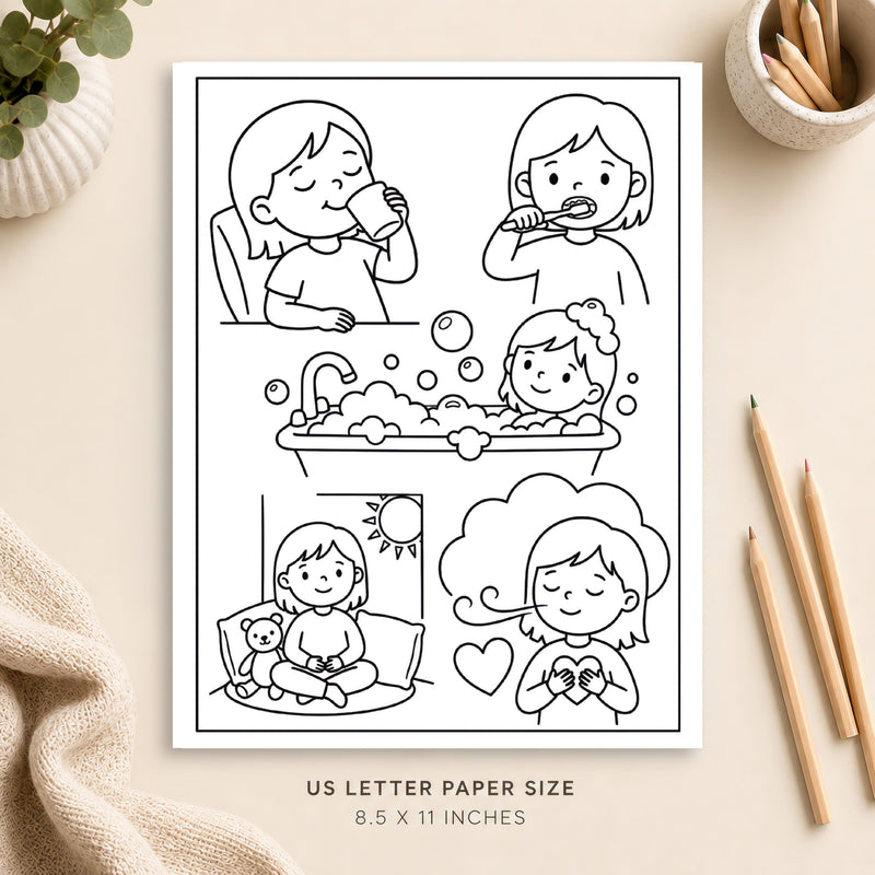 Cozy Self Care Coloring Page 7