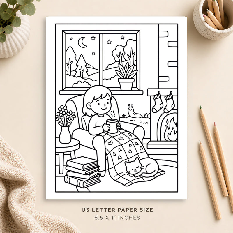 Cozy Slow Living Coloring Page 3
