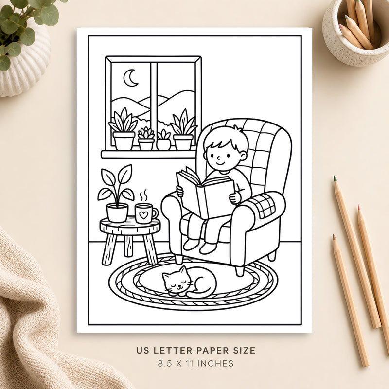 Cozy Slow Living Coloring Page 4