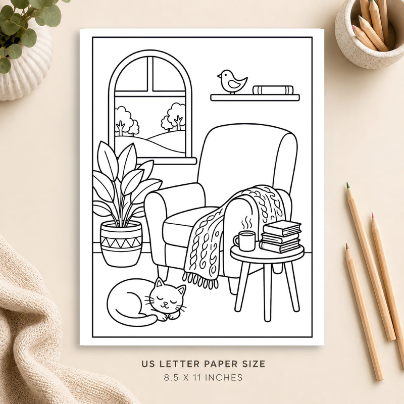 Cozy Slow Living Coloring Page 5