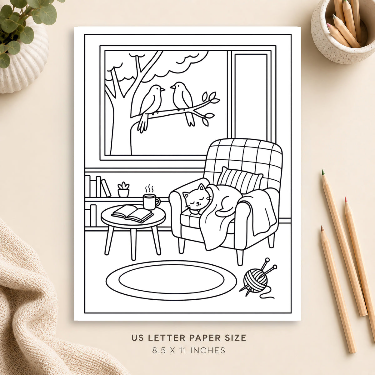 Cozy Slow Living Coloring Page 7