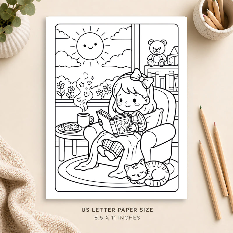 Cozy Sunday Morning Coloring Page 4