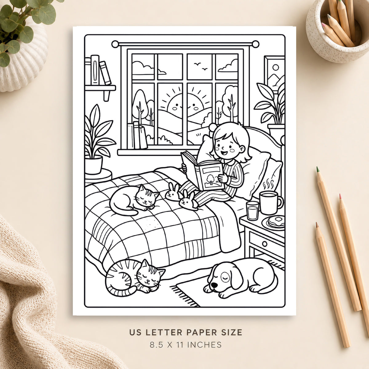 Cozy Sunday Morning Coloring Page 5