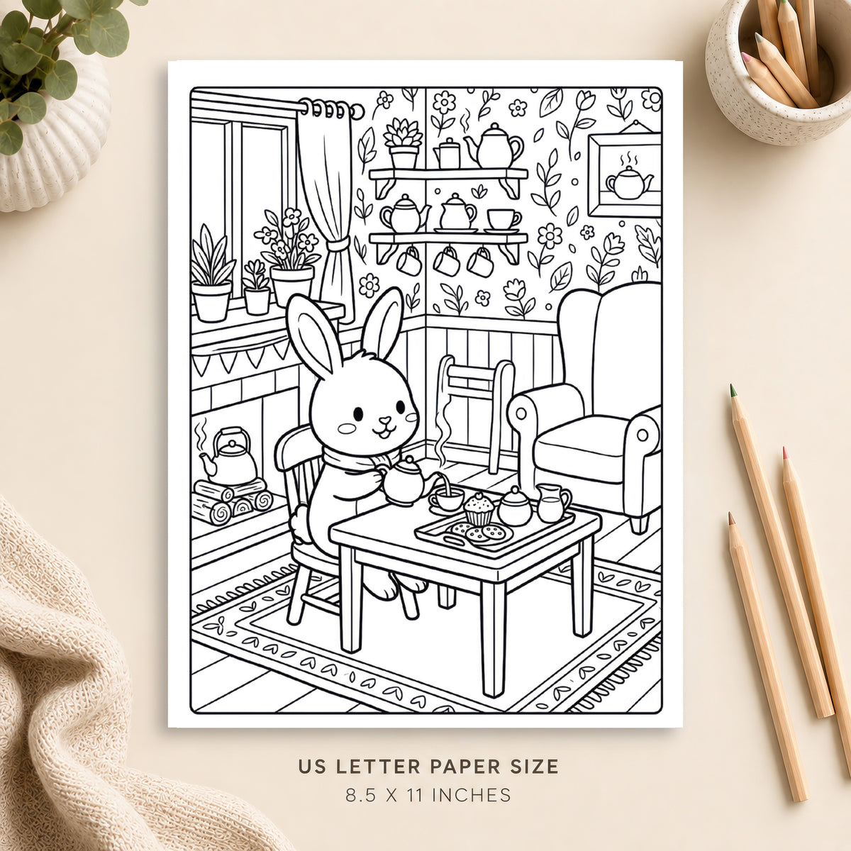Cozy Tea Room Coloring Page 3