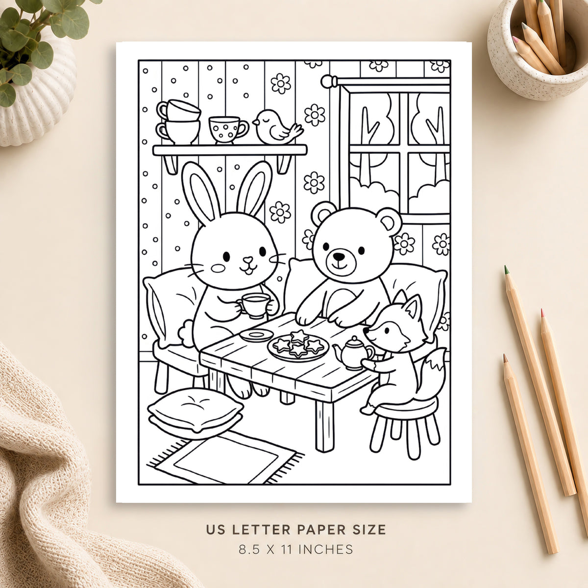 Cozy Tea Room Coloring Page 5