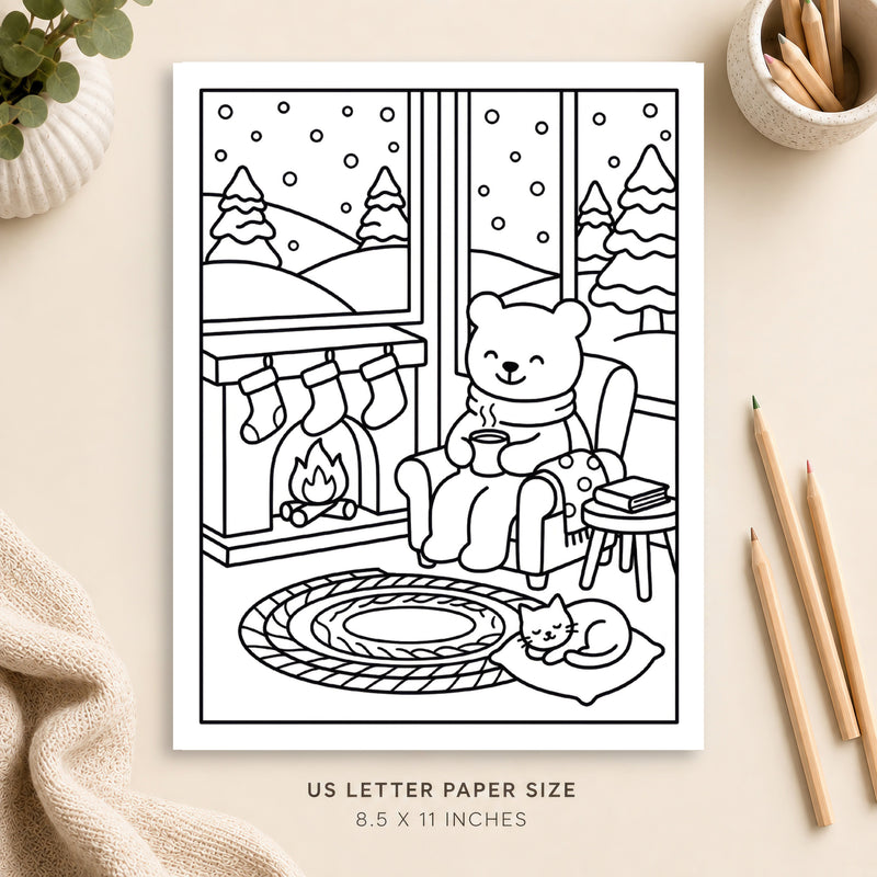 Cozy Winter Coloring Page 2