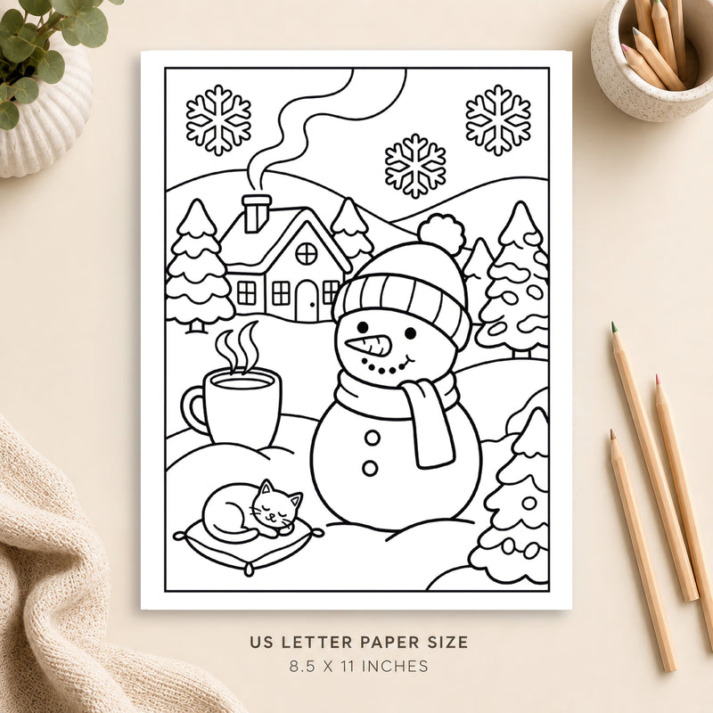 Cozy Winter Coloring Page 4