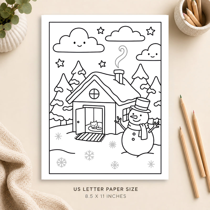 Cozy Winter Coloring Page 6