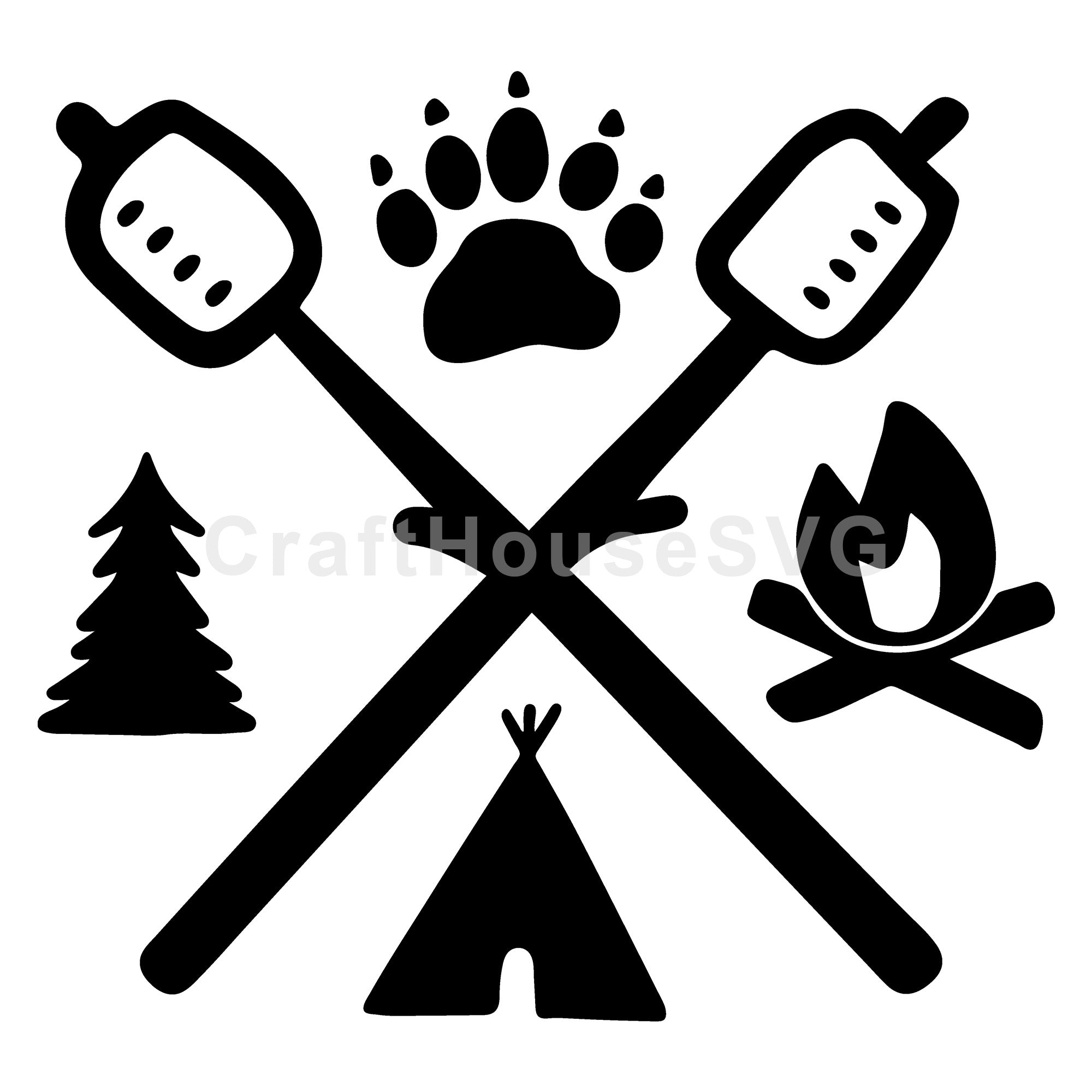 Crossed arrows camping icons SVG