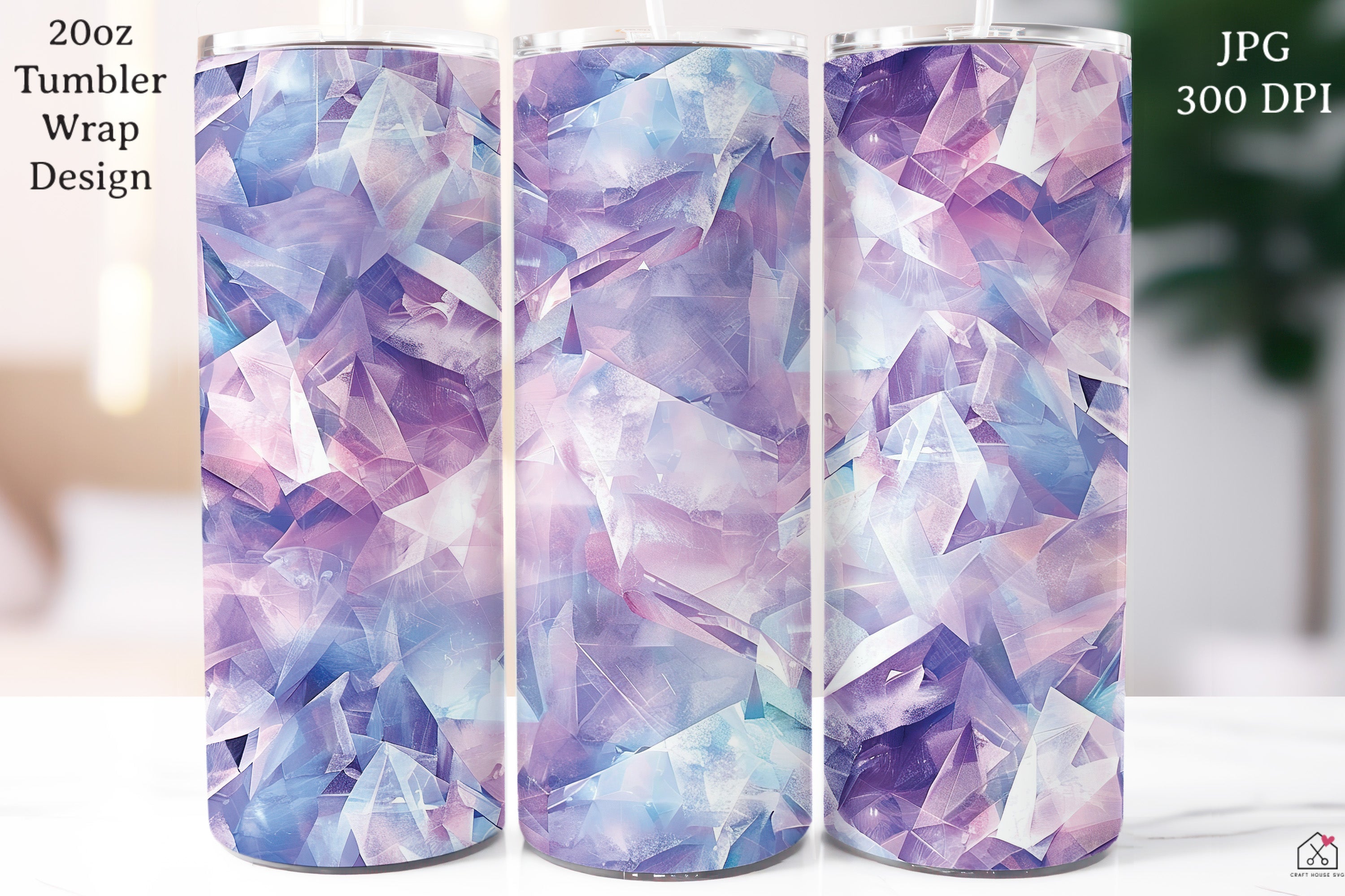 Crystal 20 oz Tumbler Wrap Bundle Holographic Sublimation Designs JPG