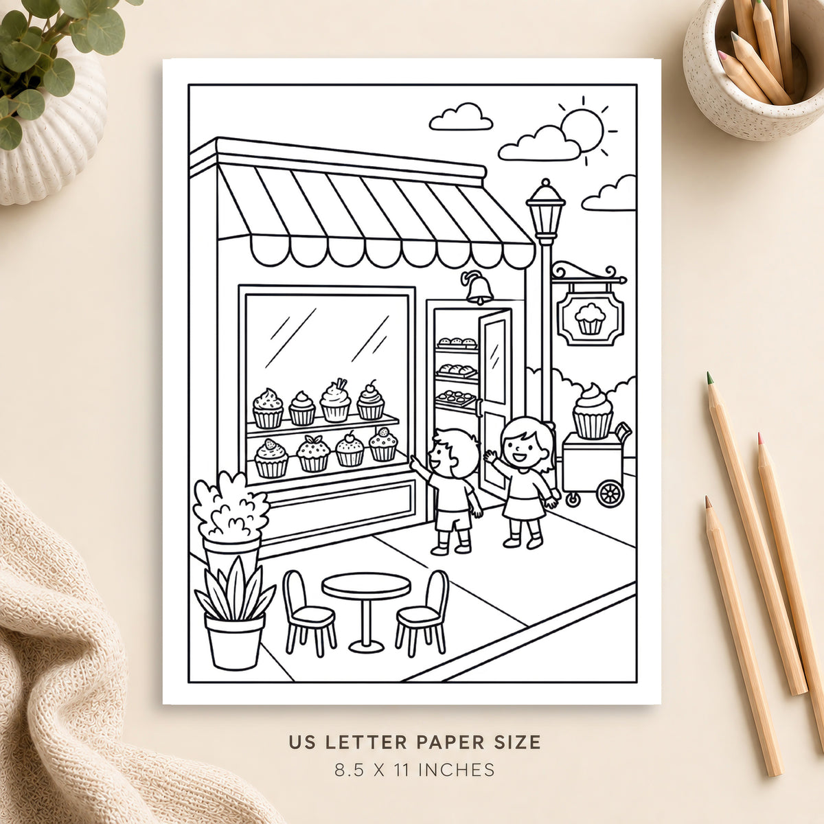 Cupcake Shop Coloring Page 1