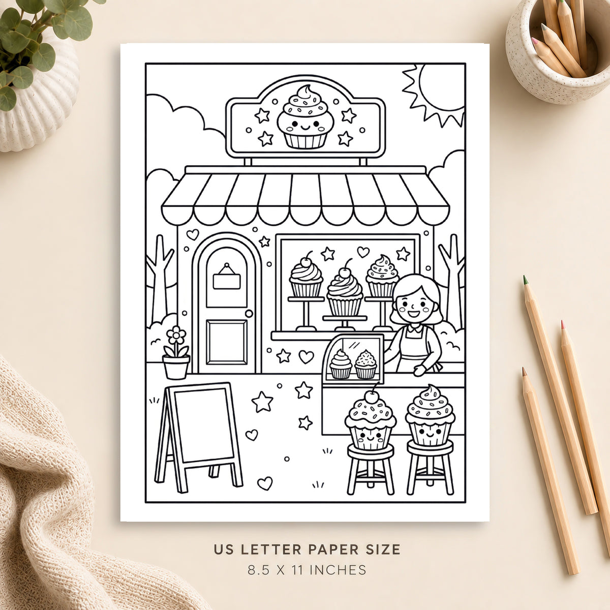 Cupcake Shop Coloring Page 3