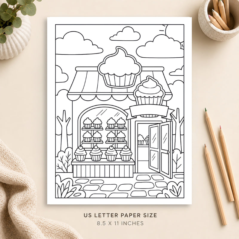 Cupcake Shop Coloring Page 4