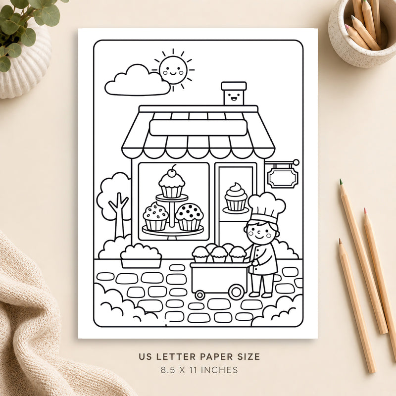 Cupcake Shop Coloring Page 7