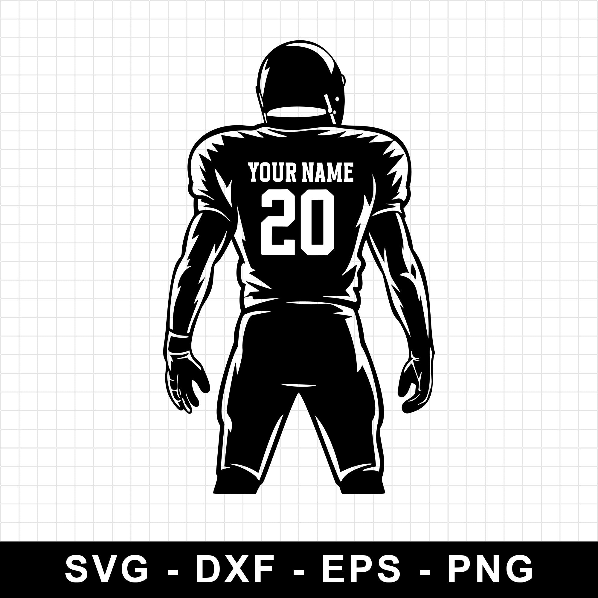 Custom Football Player Name and Number SVG