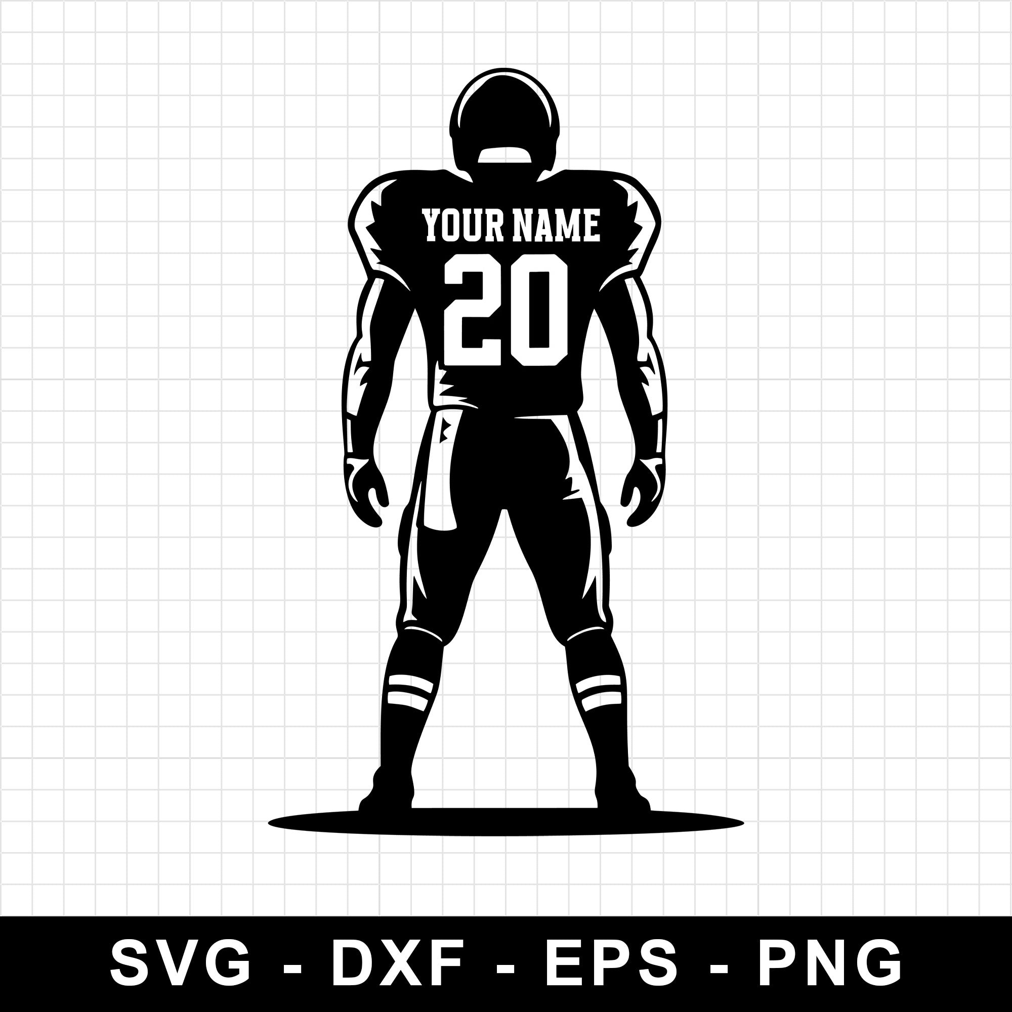 Custom Football Player Personalized Name and Number SVG