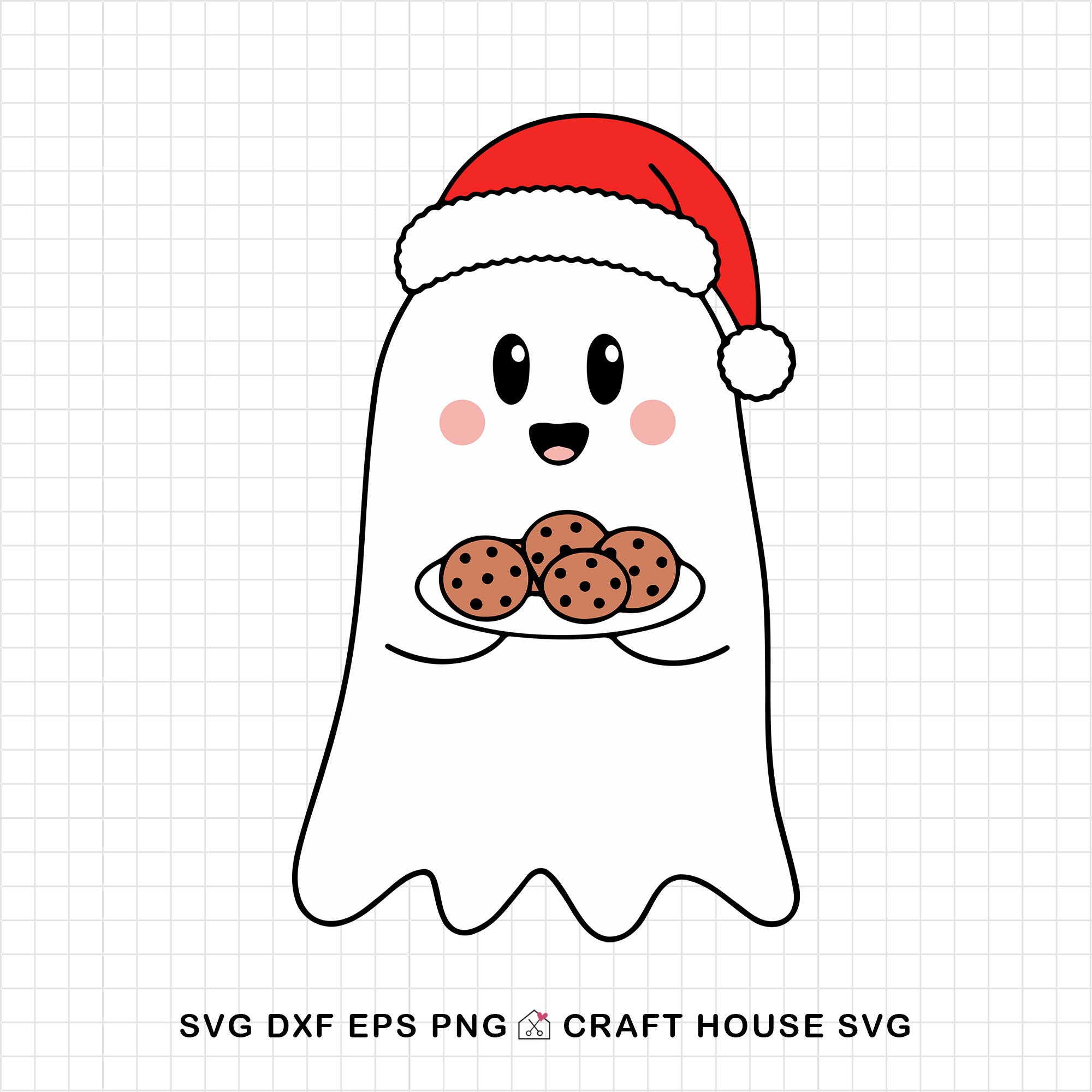 Cute Christmas Ghost Cookies SVG