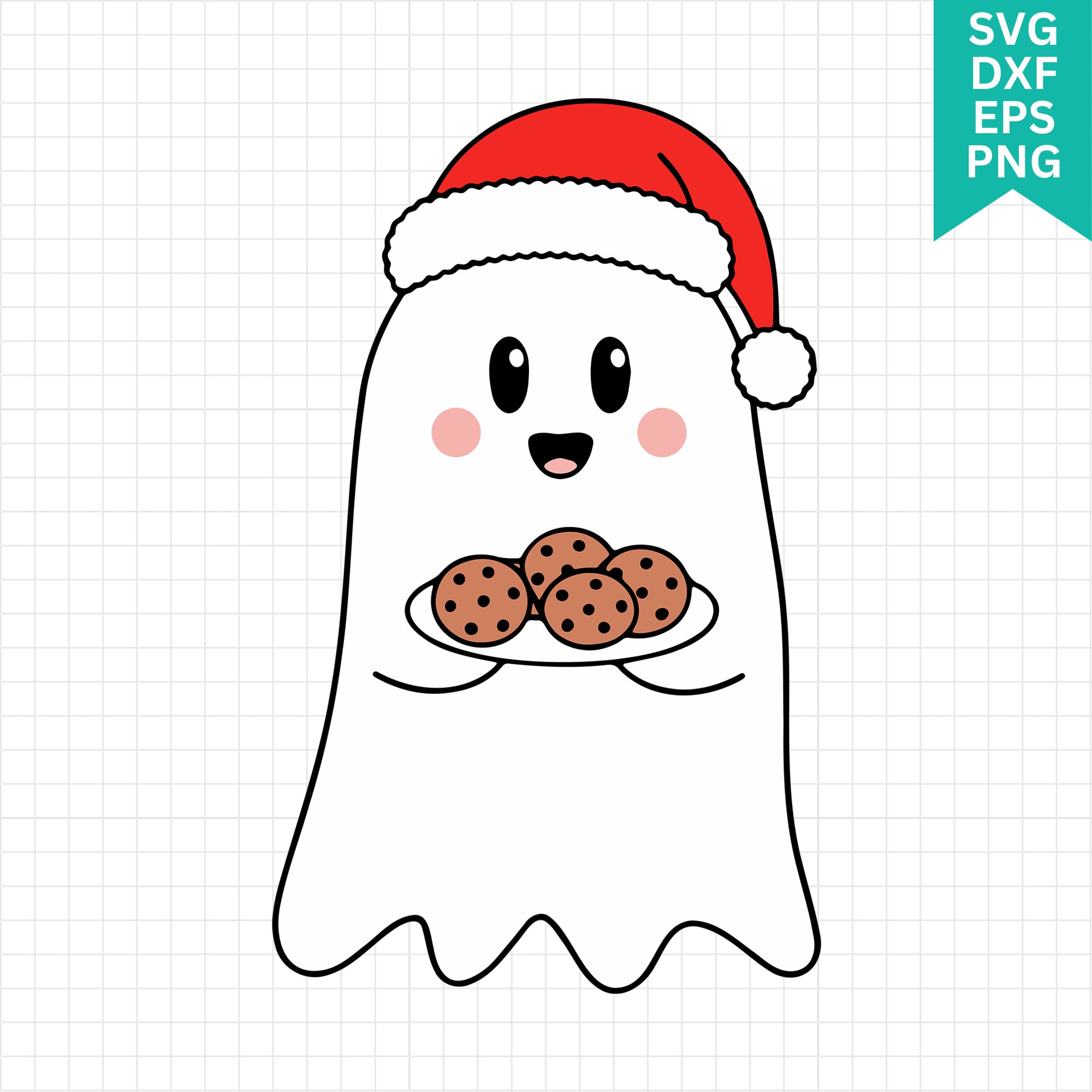 Cute Christmas Ghost Cookies SVG