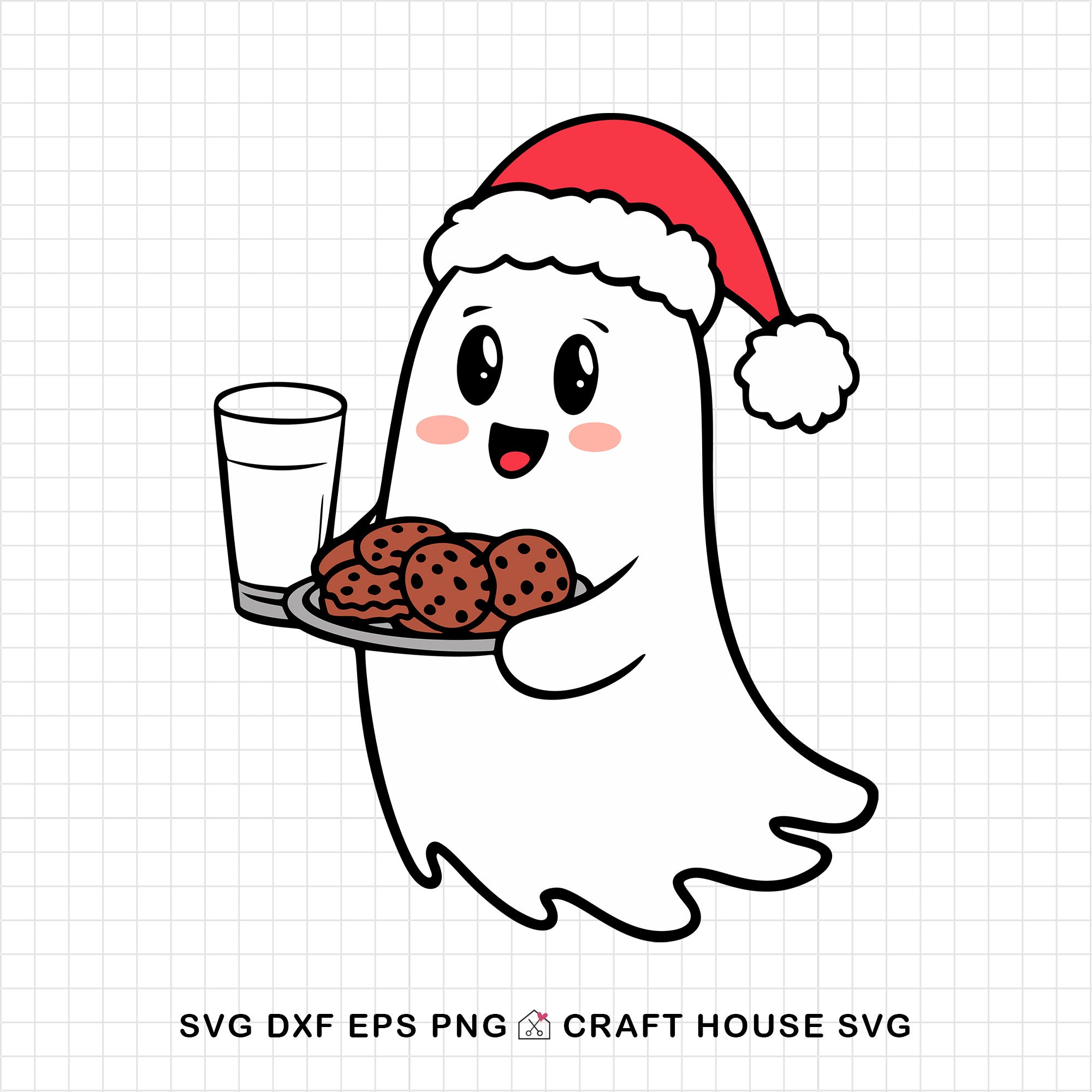 Cute Christmas Ghost Holding Cookies SVG