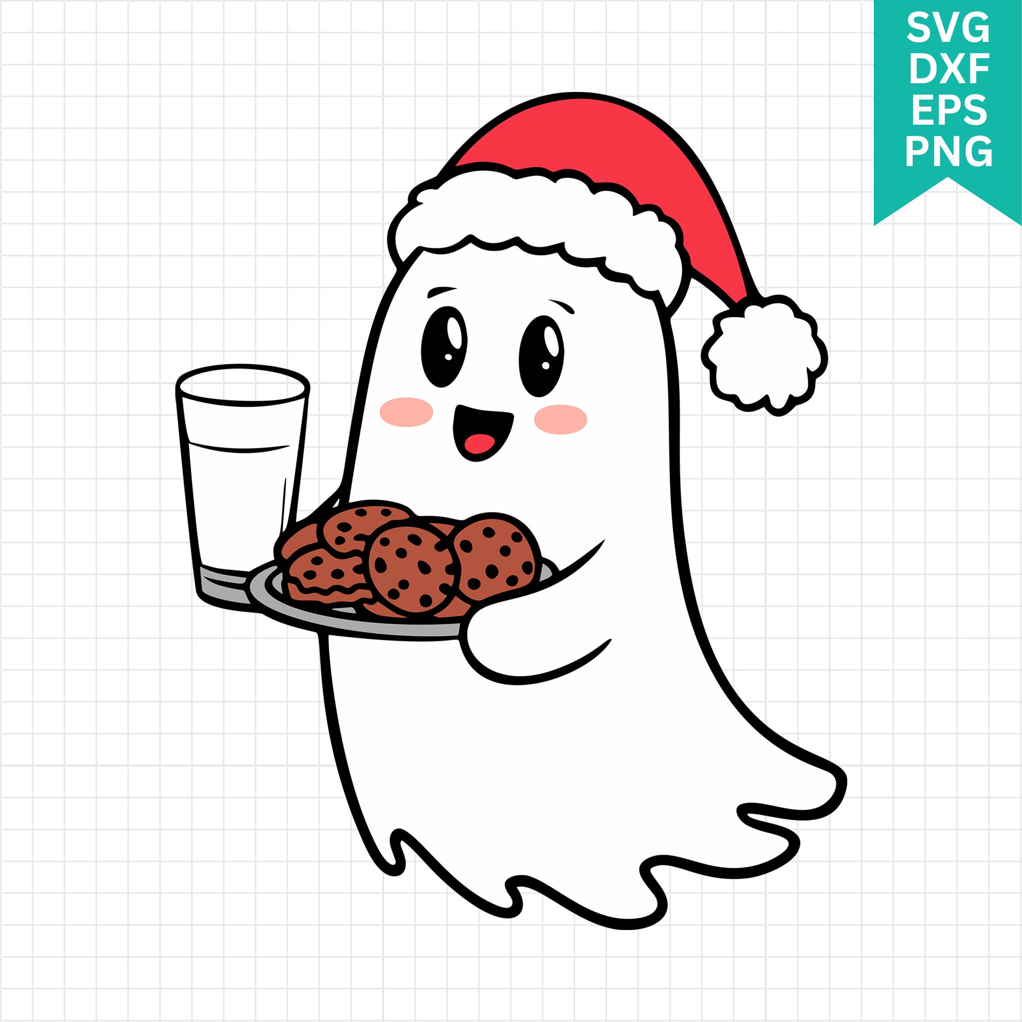 Cute Christmas Ghost Holding Cookies SVG