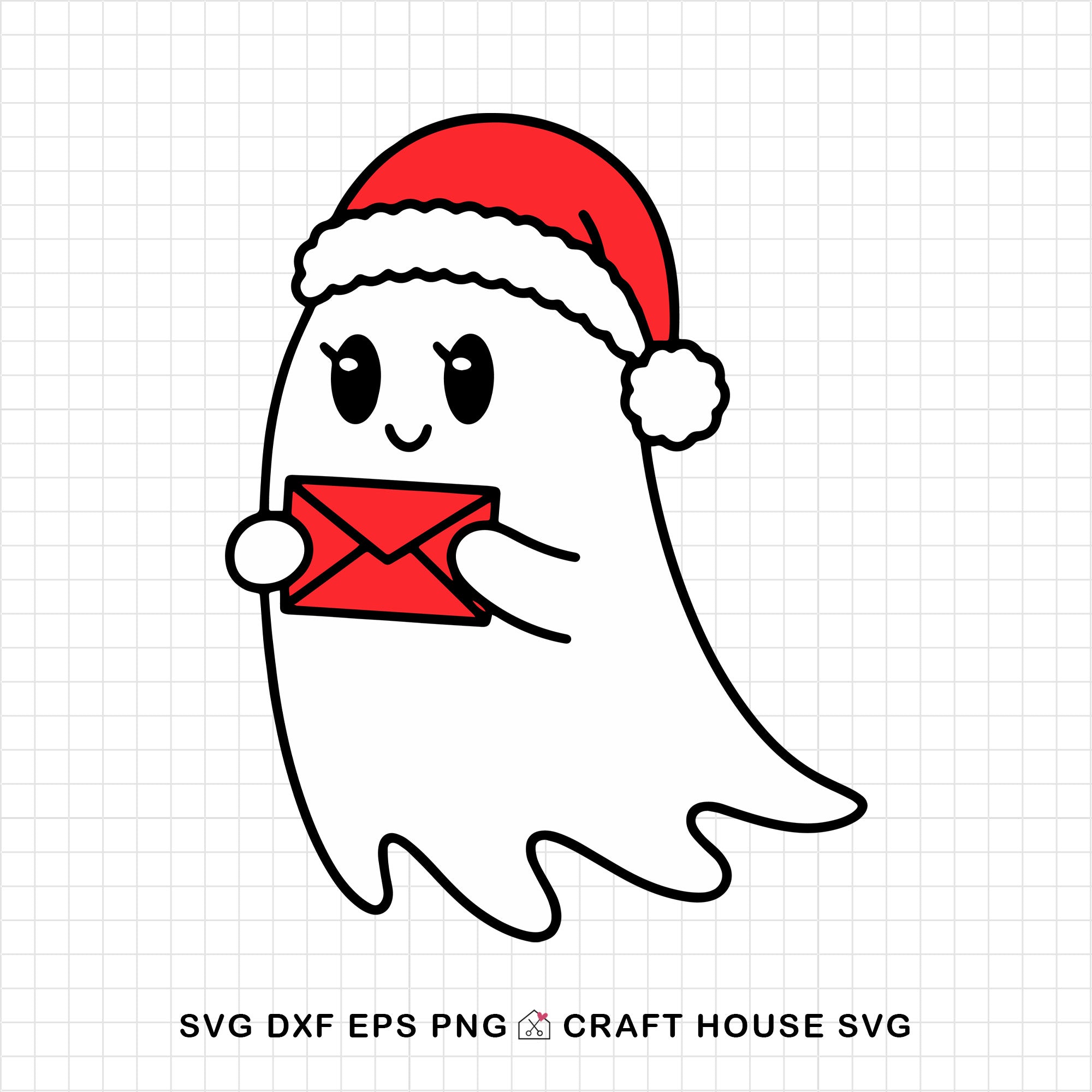 Cute Christmas Ghost Letter SVG