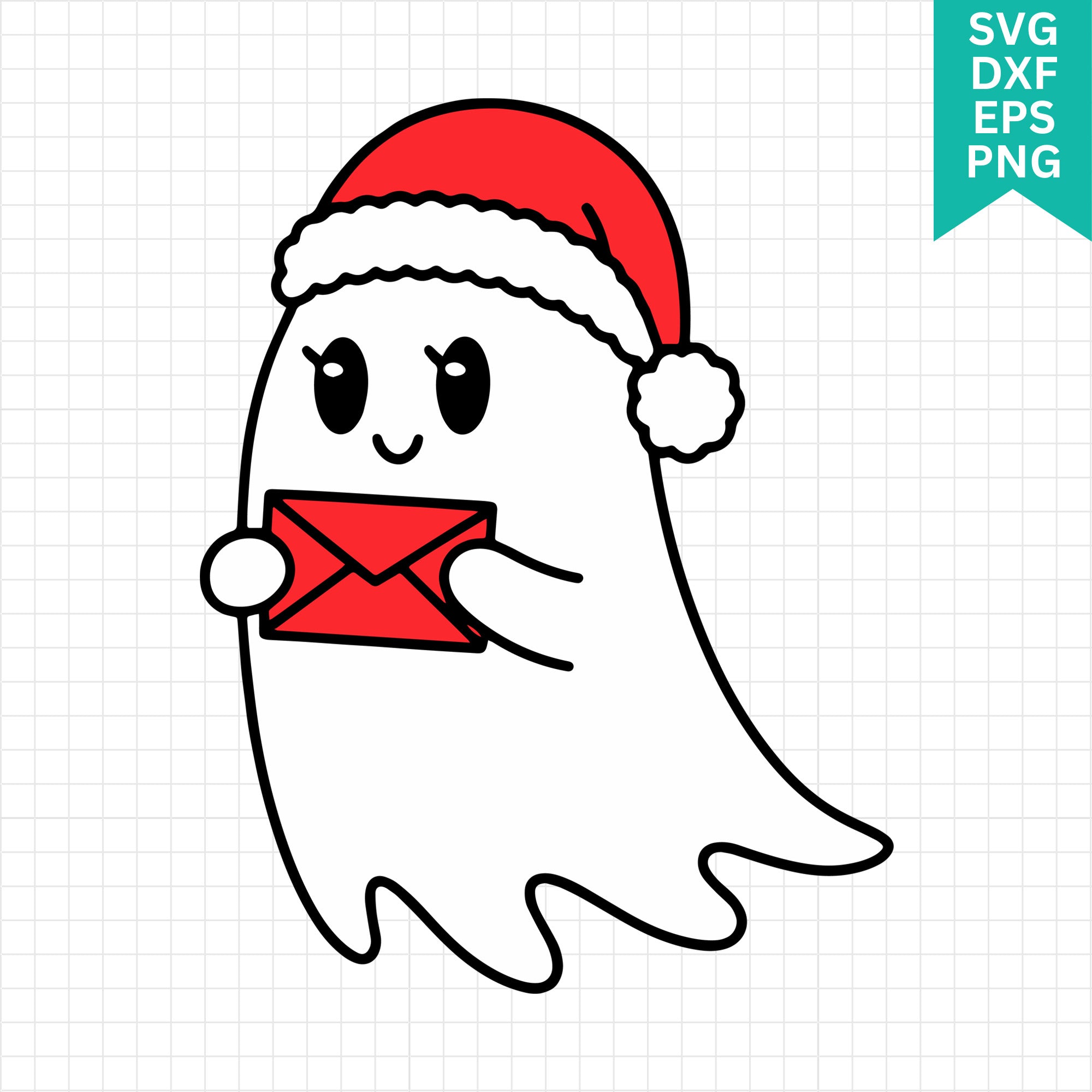 Cute Christmas Ghost Letter SVG