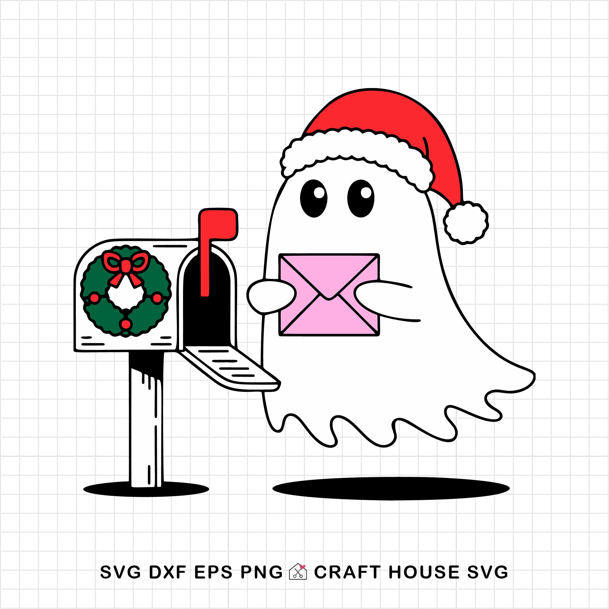 Cute Christmas Ghost Letter to Santa SVG