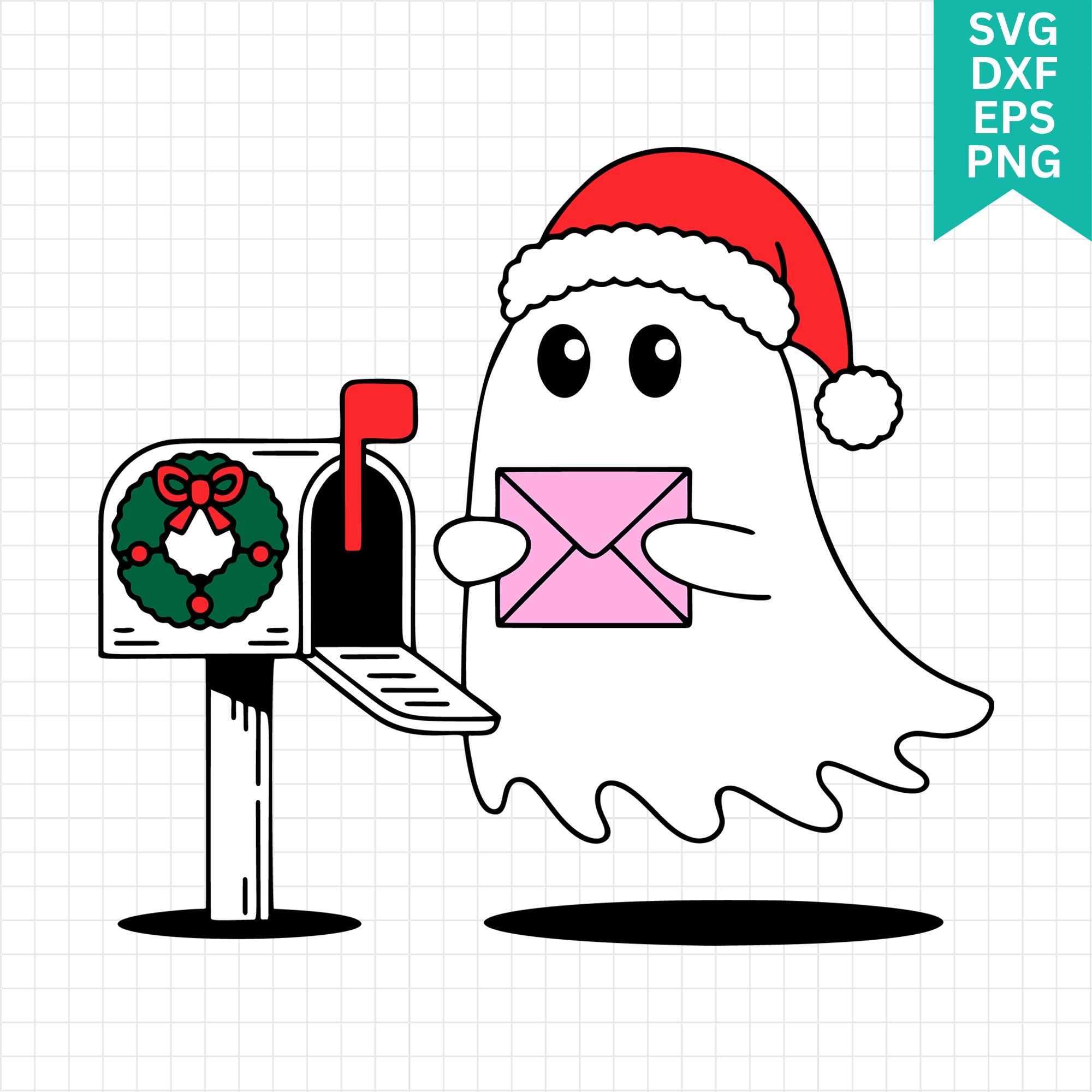 Cute Christmas Ghost Letter to Santa SVG