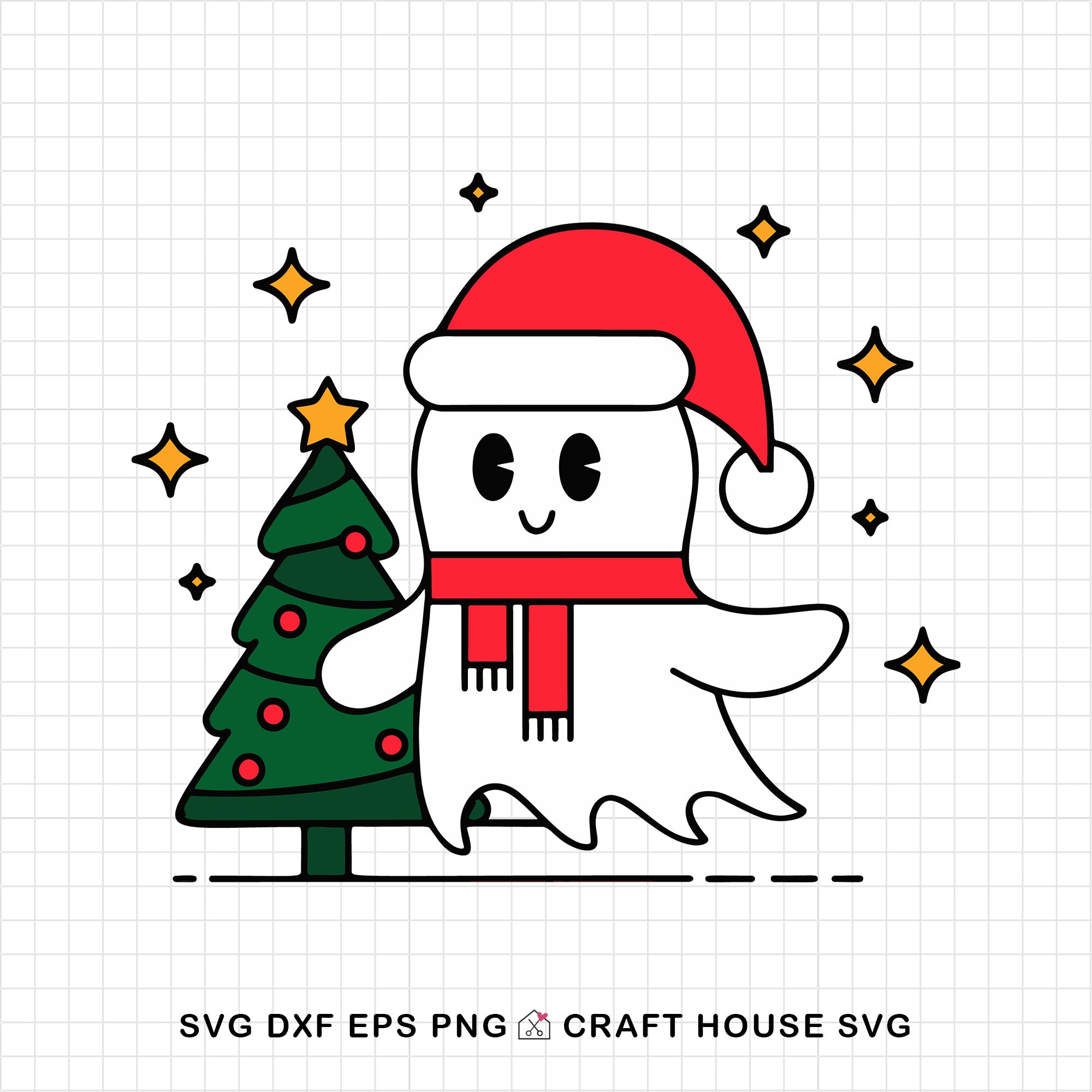 Cute Christmas Ghost SVG