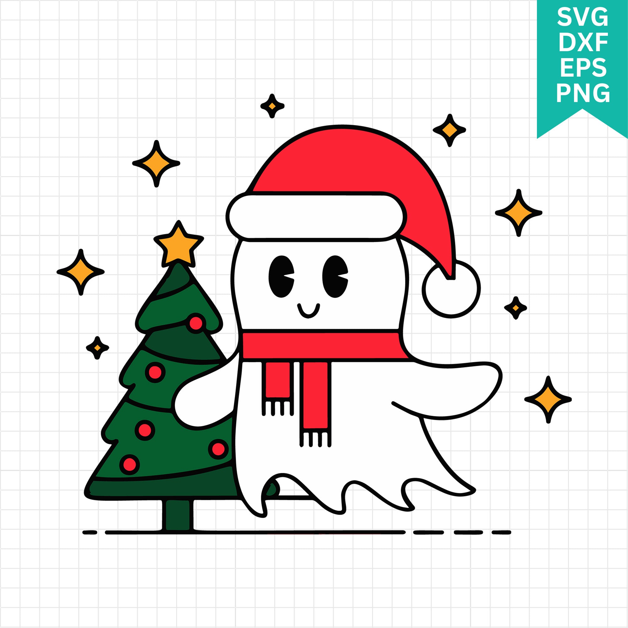 Cute Christmas Ghost SVG