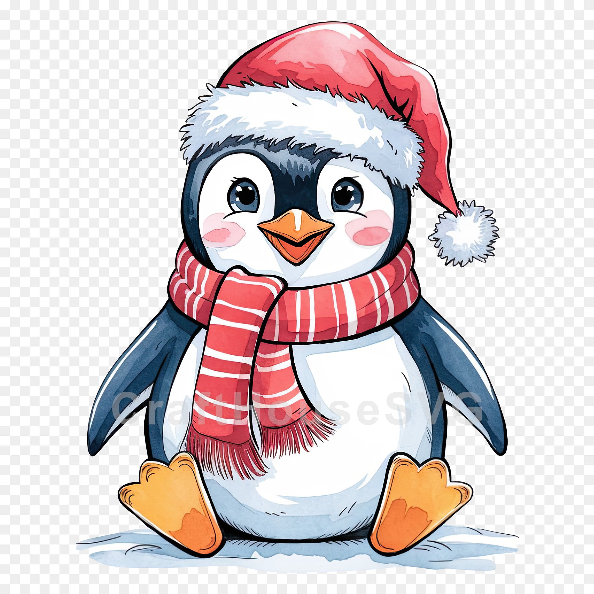 Christmas Penguin Clipart Sublimation Bundle